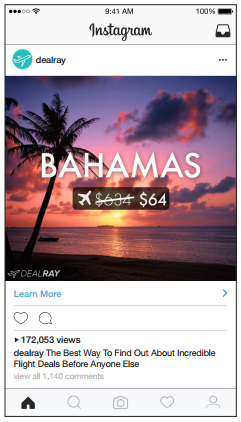 instagram for travel brands - dealray example