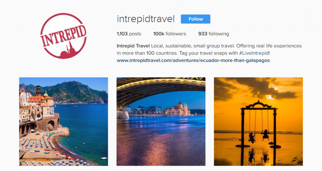 instagram for travel brands - intrepid travel