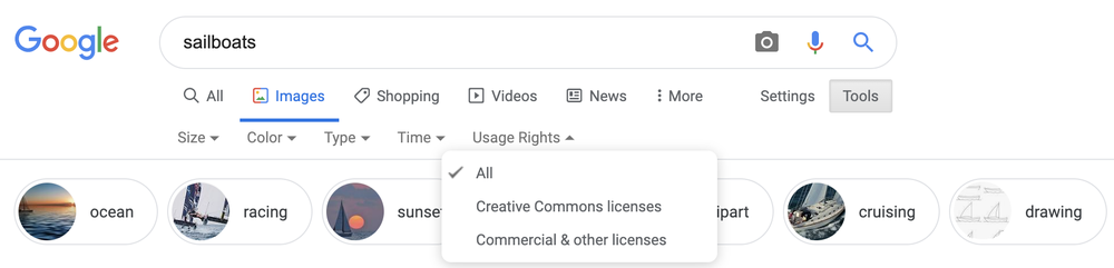 Usage Rights Screenshot